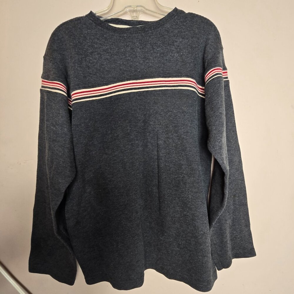 Carter's Gray Boys Knit Shirt Size L 14/16, Stripes Accent 100% Cotton